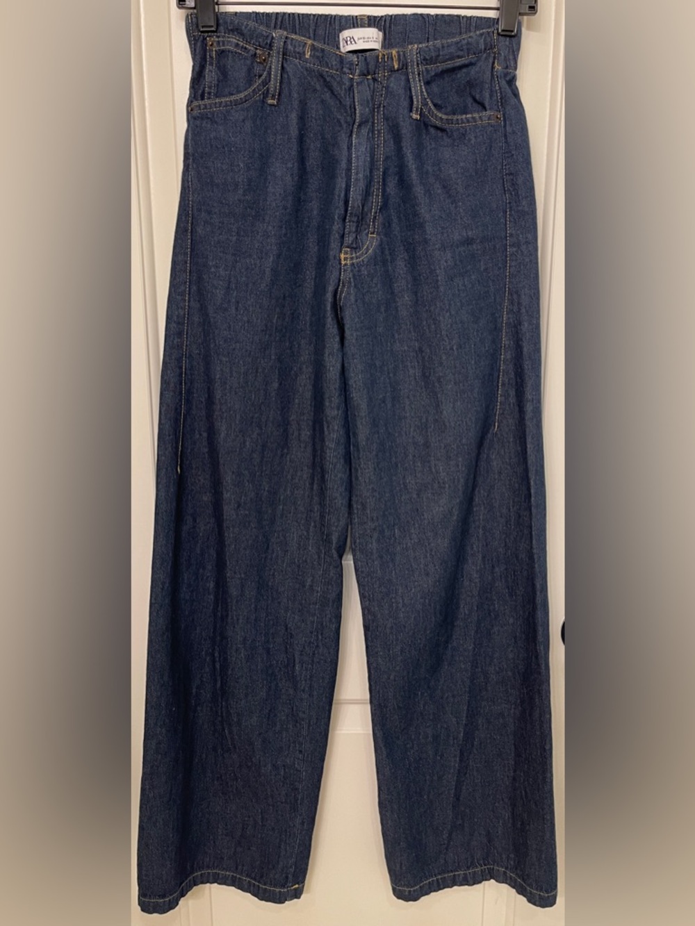 Zara Women's Dark Blue Wide-Leg Jeans